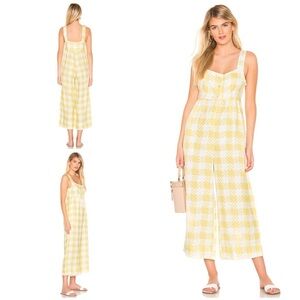 Onia Alexis Yellow Plaid Linen Jumpsuit Cover Up Culotte Jumpsuit XS​​​